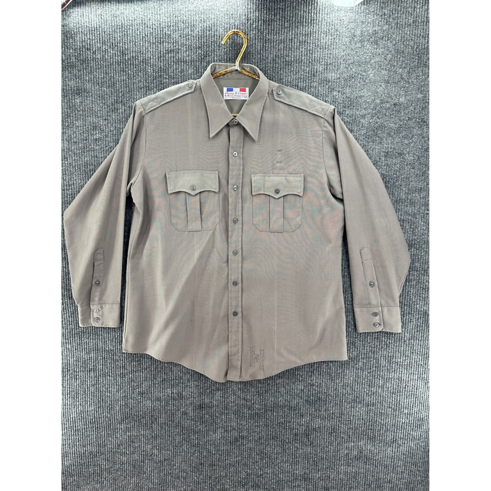 Flying Cross Uniform Shirt Mens 18 L Tan Excellent Epaulet Tactical Duty USA